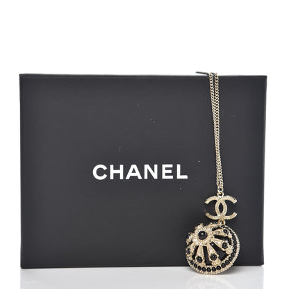 Chanel Bead Enamel CC Pendant Necklace Black Gold 6 of 6