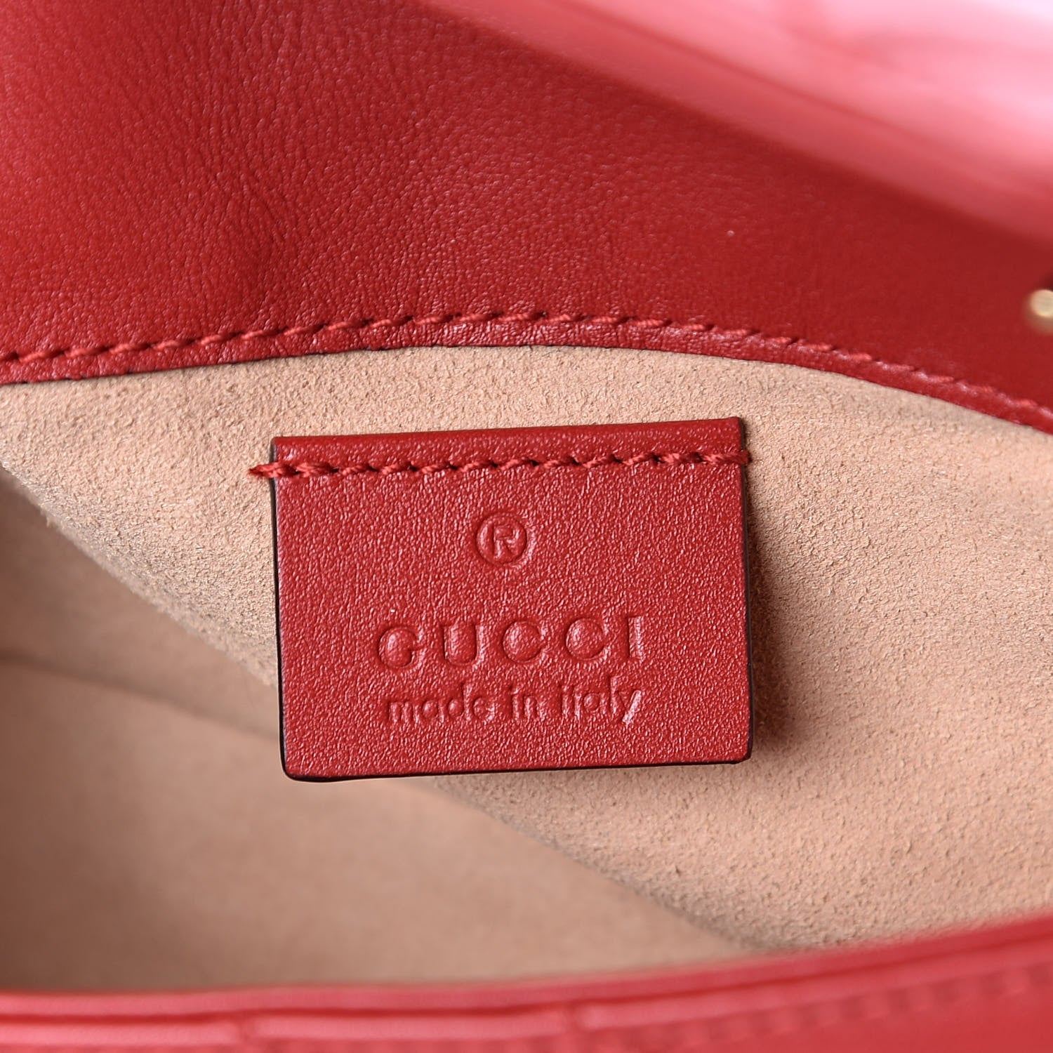 Gucci Calfskin Matelasse Super Mini GG Marmont Shoulder Bag Hibiscus Red 6 of 11