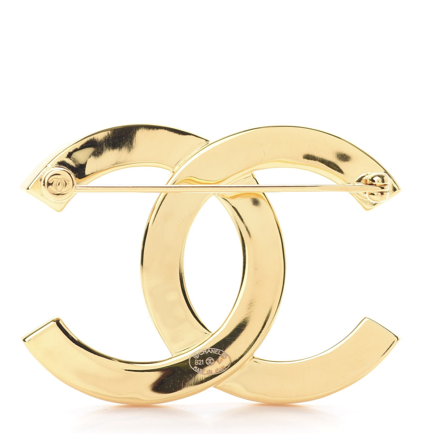 Chanel Metal Paris Button CC Large Brooch Gold 3 of 5