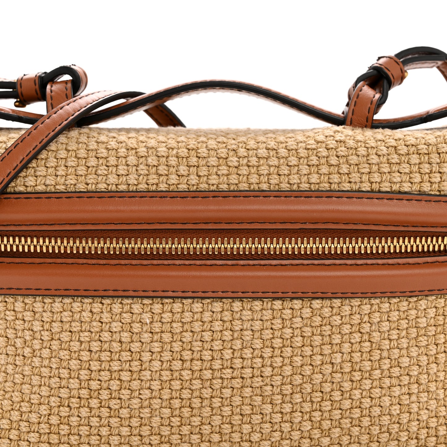 Nappa Jute Intrecciato Bang Bang Vanity Case Cane Sugar Light Wood