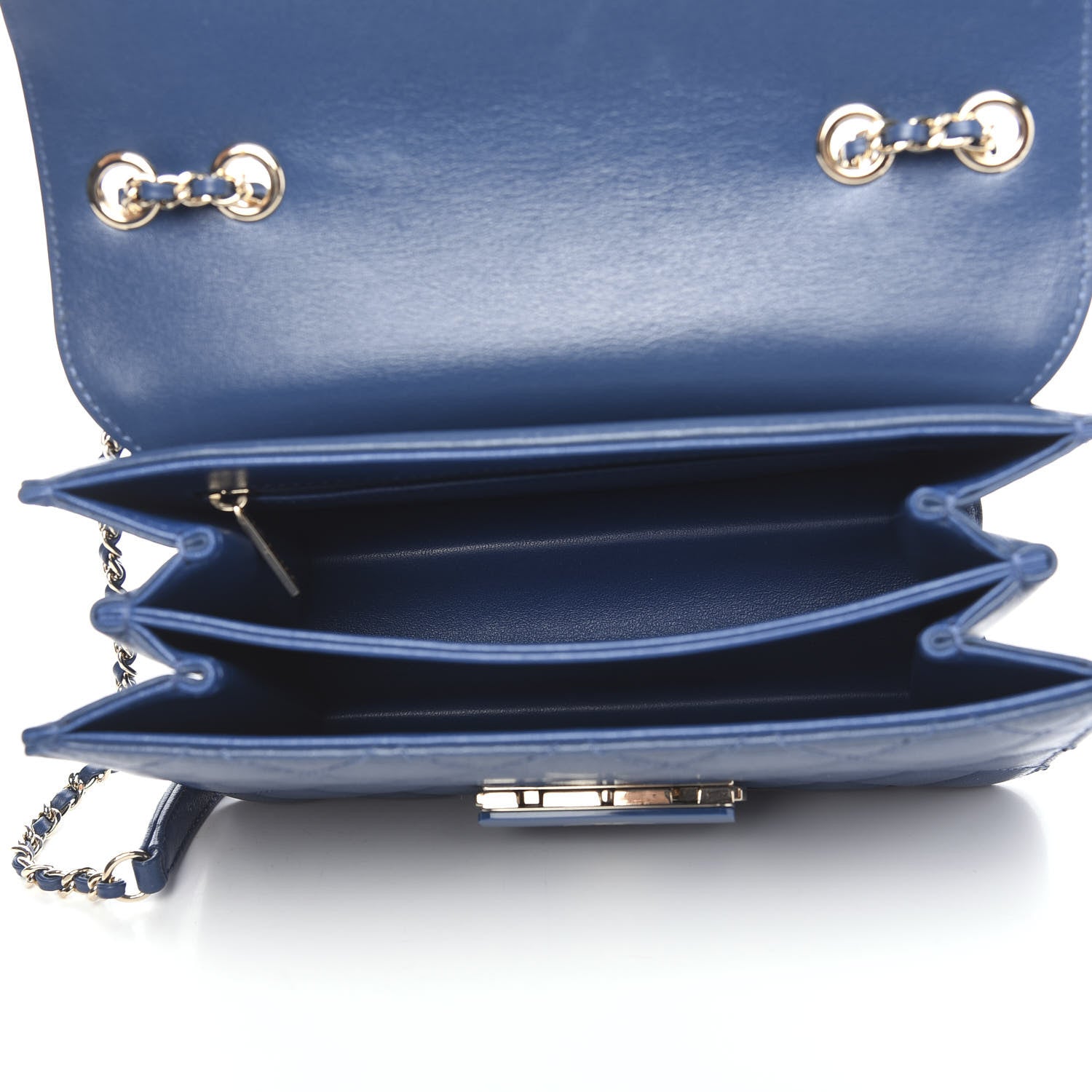 Chanel Sheepskin Quilted Beauty Lock Flap Blue 4 of 12