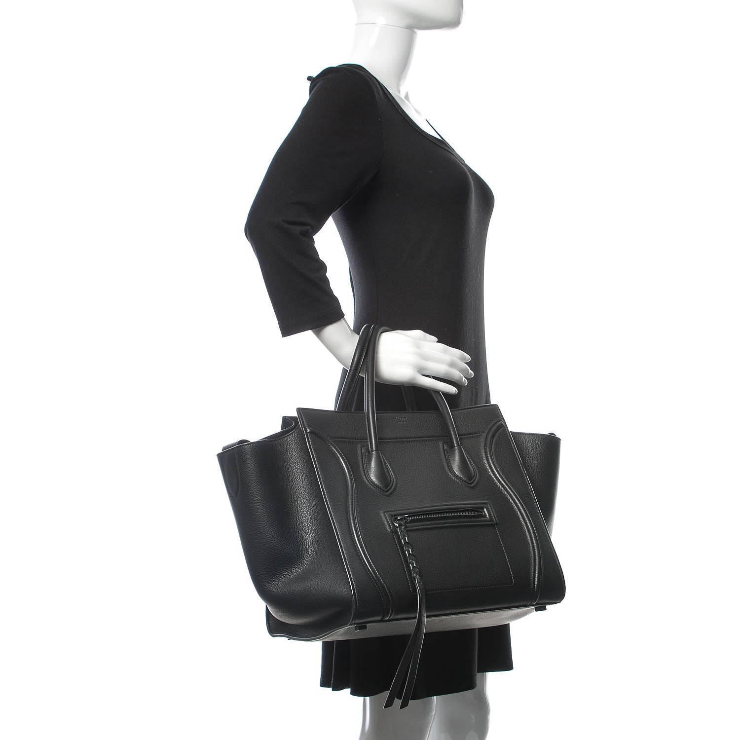 Celine Supple Calfskin Medium Phantom Luggage Black 2 of 10