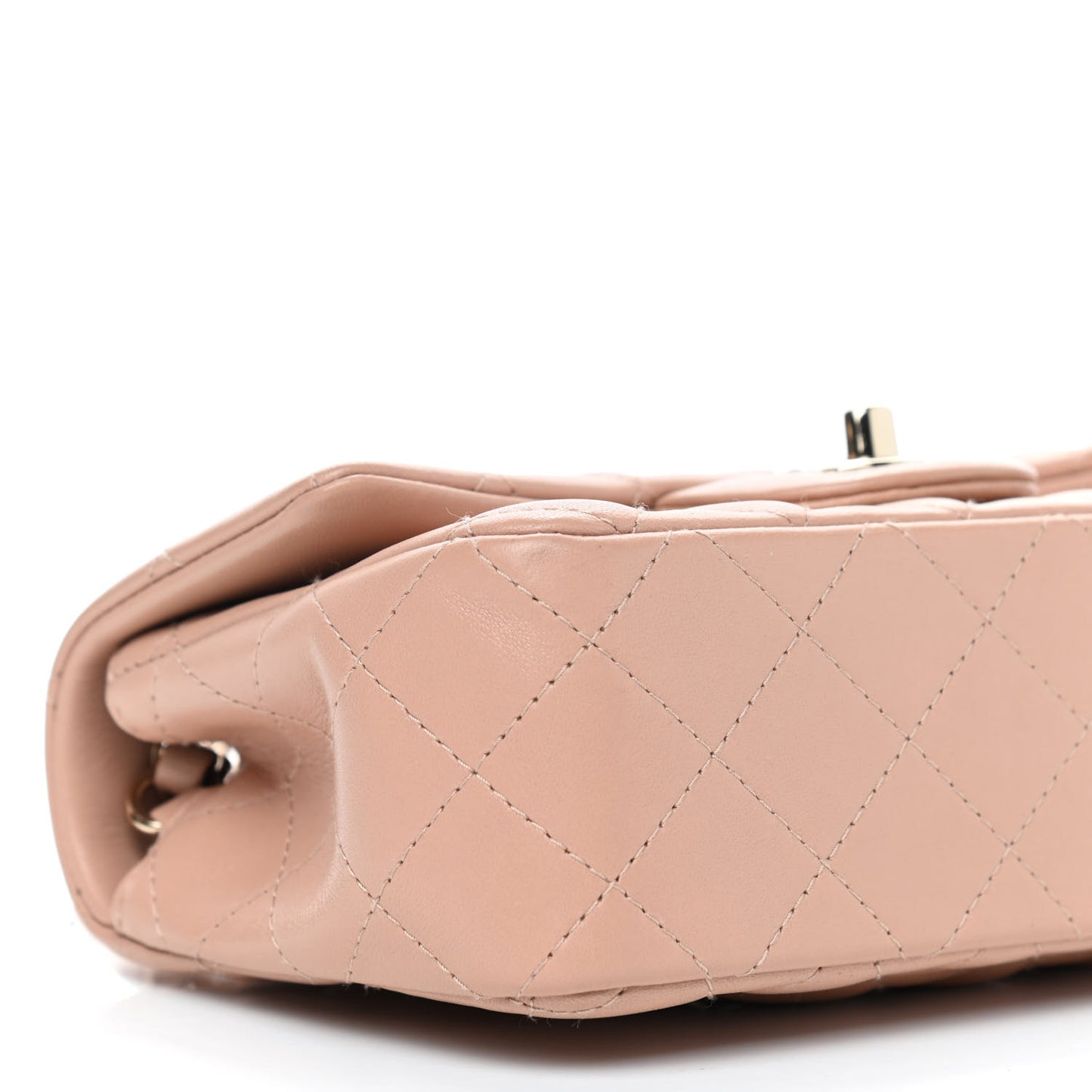 Lambskin Quilted Mini Rectangular Flap Beige