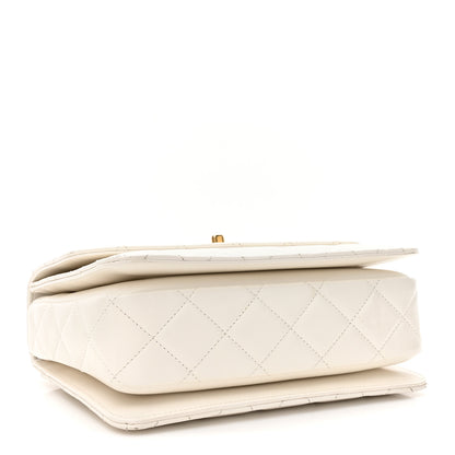Chanel Shiny Calfskin Quilted Multicolor Small Top Handle White 4 of 17