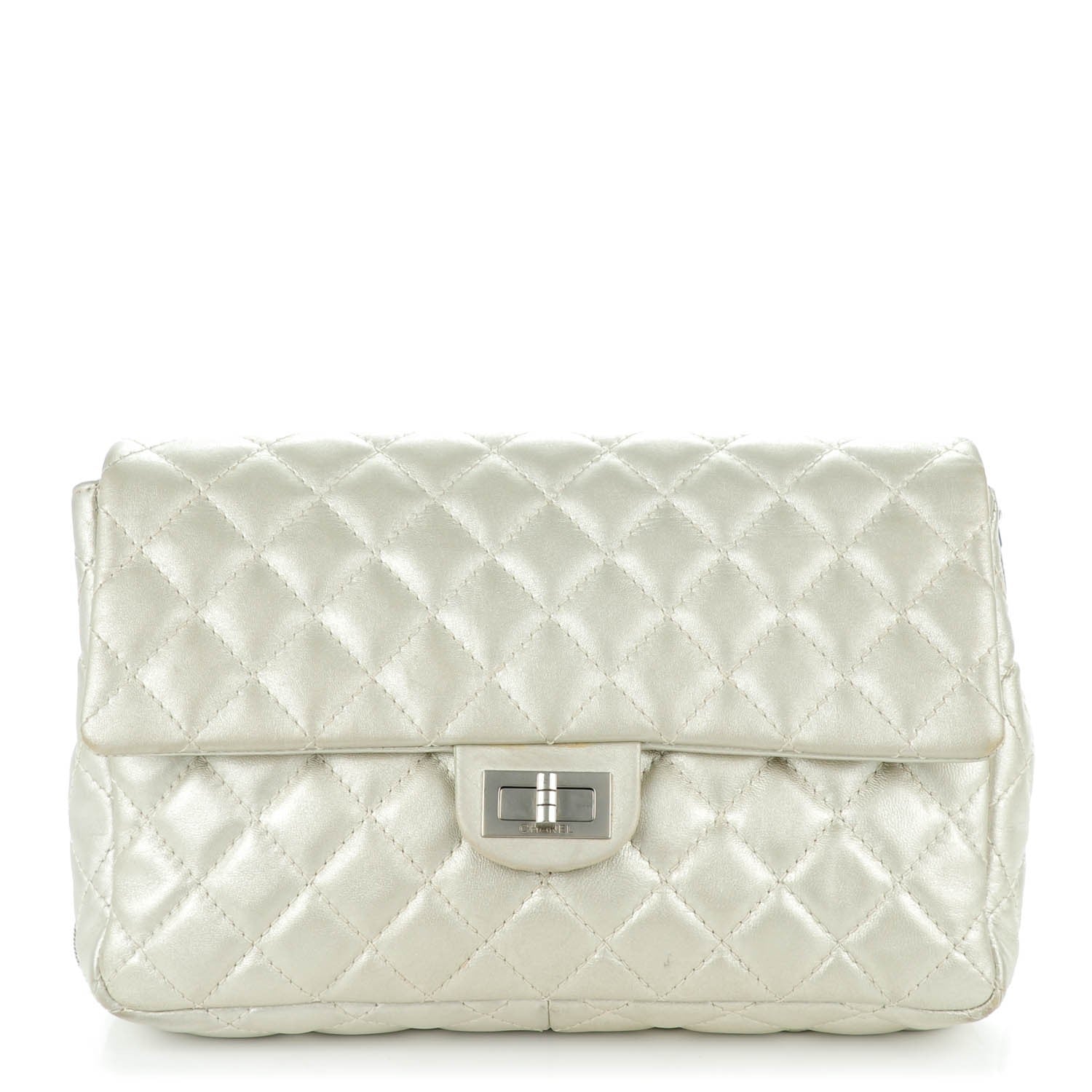Chanel Metallic Calfskin Quilted 2.55 Reissue Clutch Silver 1 of 7