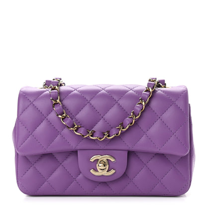 Chanel Lambskin Quilted Mini Rectangular Flap Purple 1 of 11