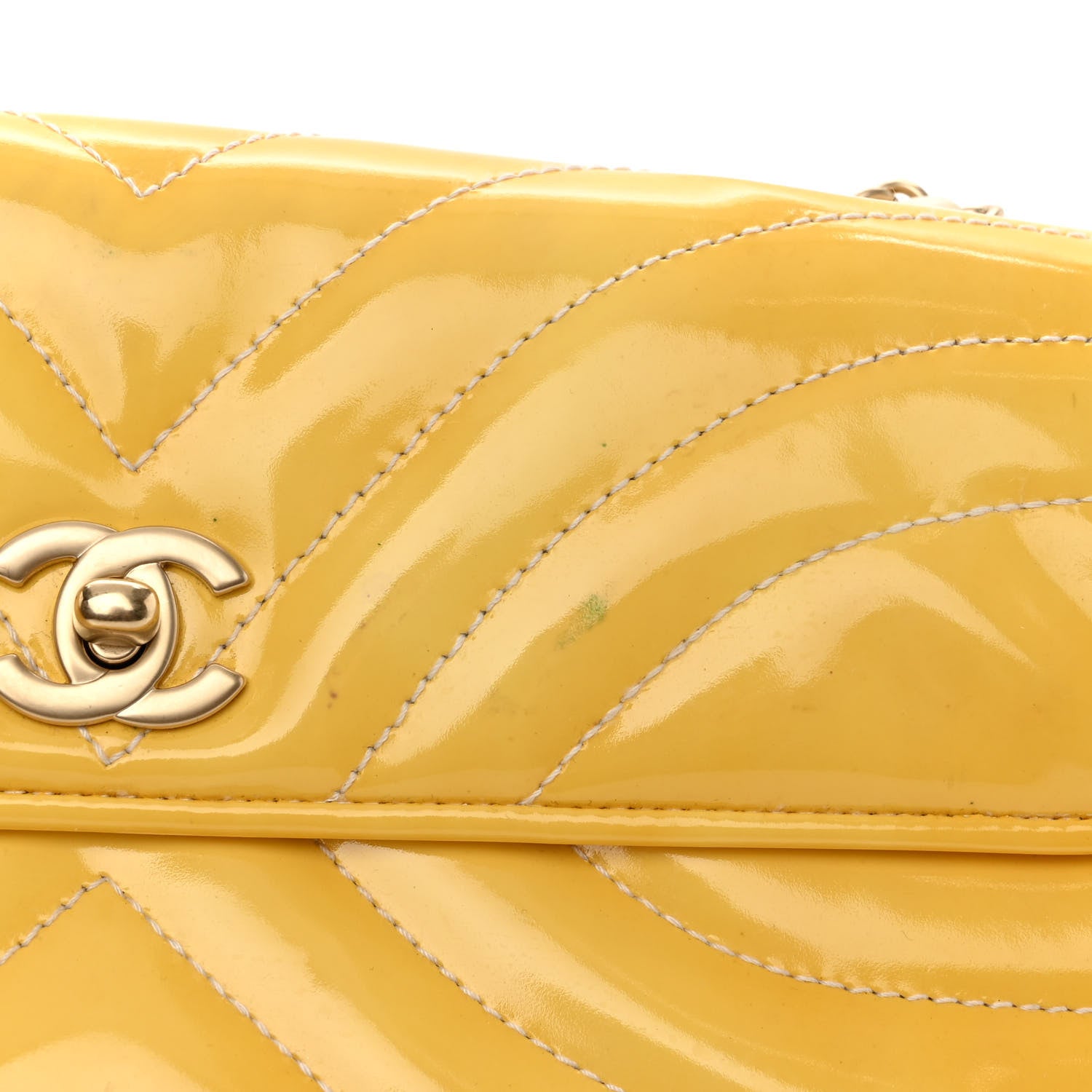 Chanel Patent Quilted East West Flap Yellow 13 of 14