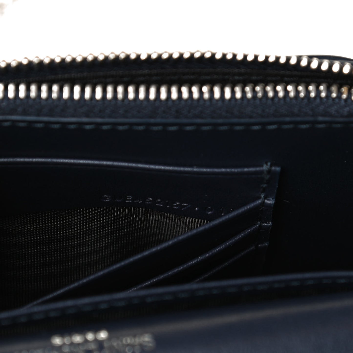 Calfskin Crocodile Embossed Monogram Sunset Chain Wallet Navy