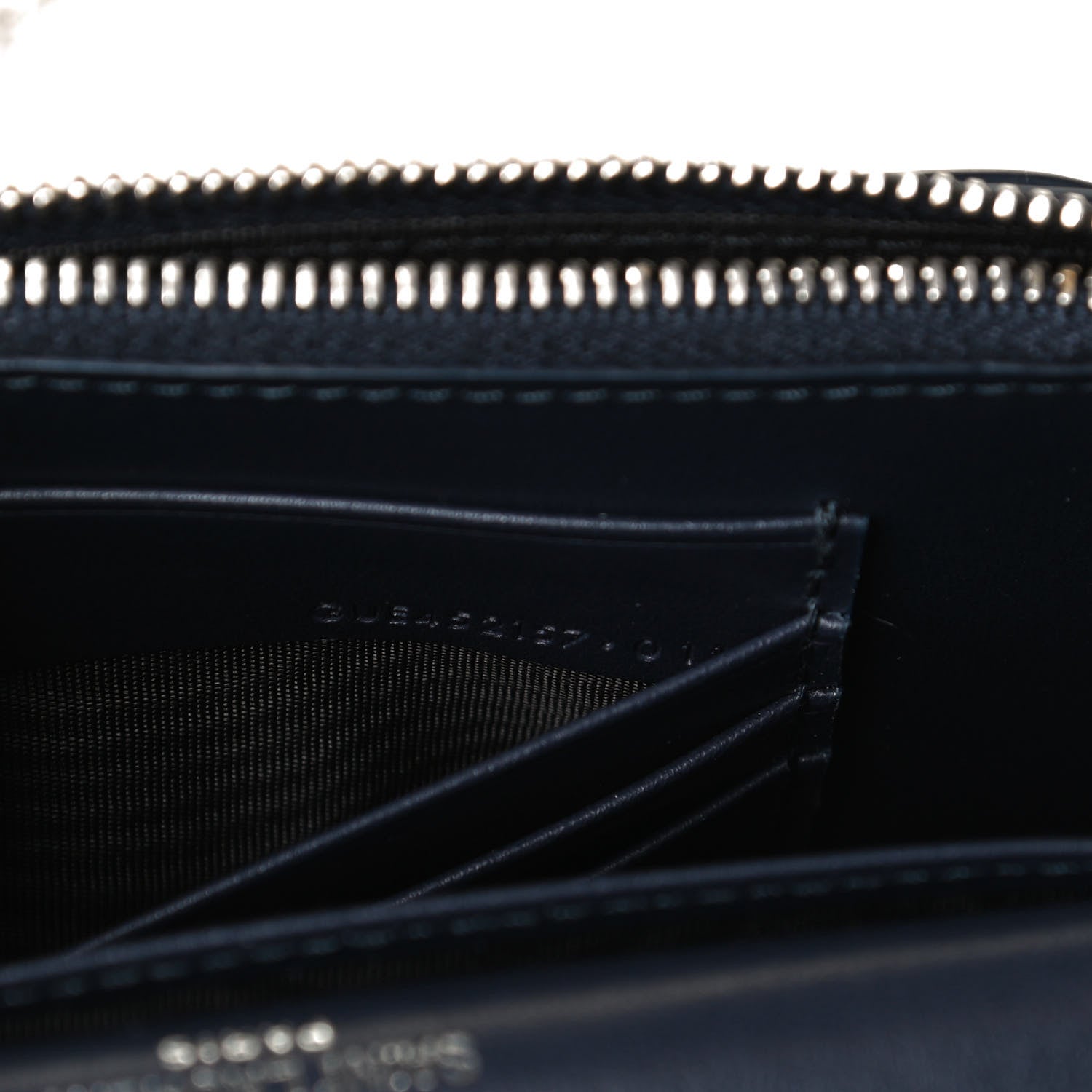 Saint Laurent Calfskin Crocodile Embossed Monogram Sunset Chain Wallet Navy 8 of 12
