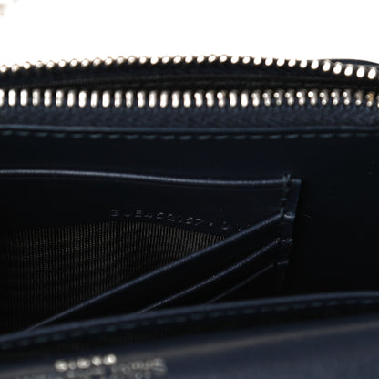 Saint Laurent Calfskin Crocodile Embossed Monogram Sunset Chain Wallet Navy 8 of 12