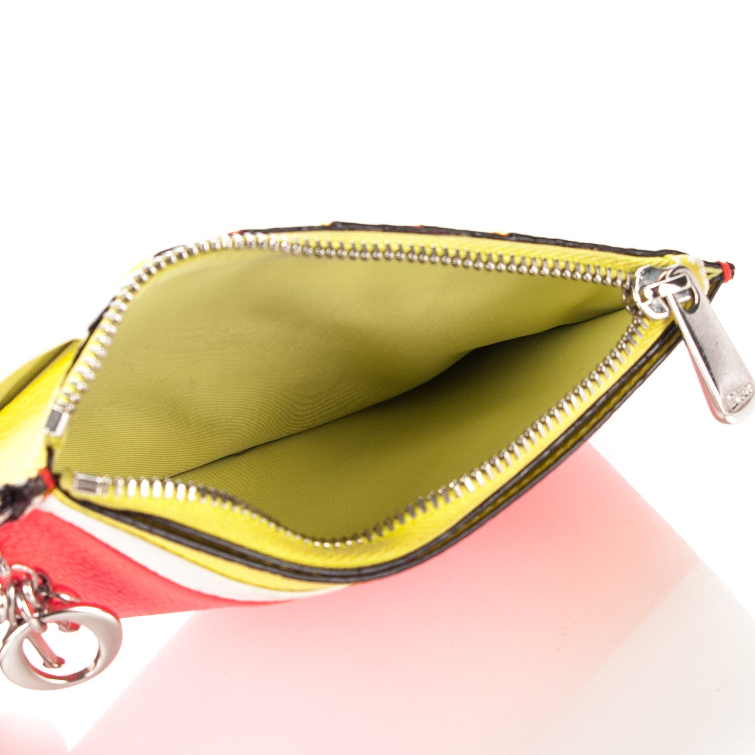 Christian Dior Bullcalf Tri-Color Diorissimo Card Holder Vert Acide 5 of 8