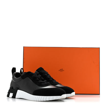 Hermes Goatskin Suede Goatskin Bouncing Sneakers 37 Black 10 of 10