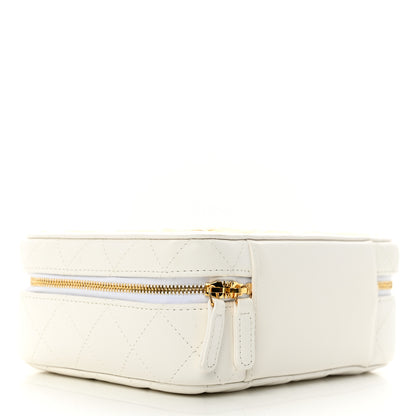 Chanel Lambskin Quilted Golden Plate Vanity Case White Gold 4 of 10
