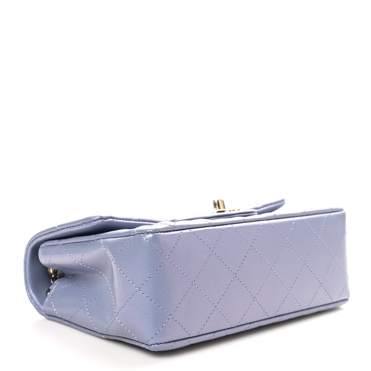 Iridescent Lambskin Quilted Mini Rectangular Flap Light Purple