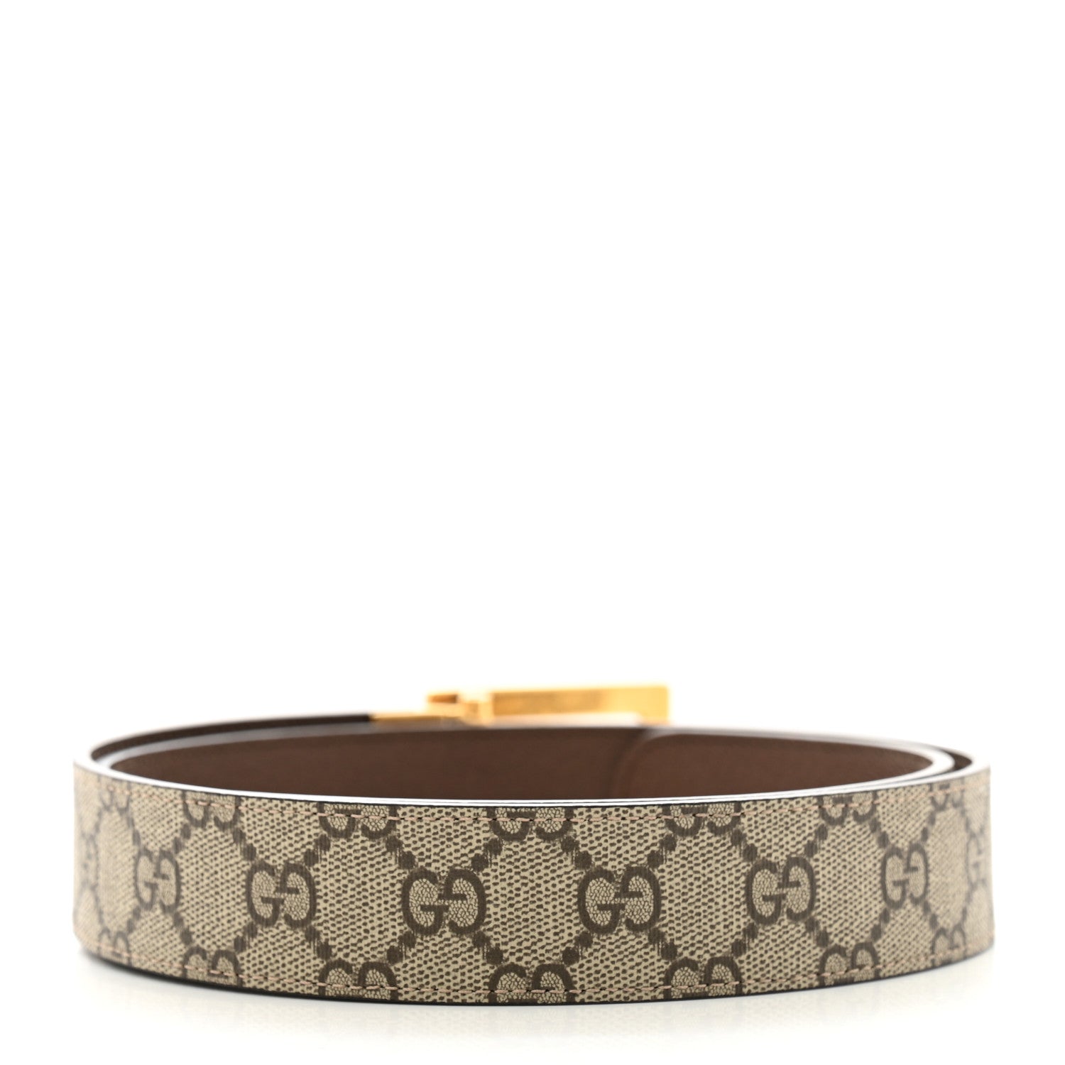 Gucci Supreme Monogram Calfskin Square G 35mm Belt 95 38 Brown 3 of 8