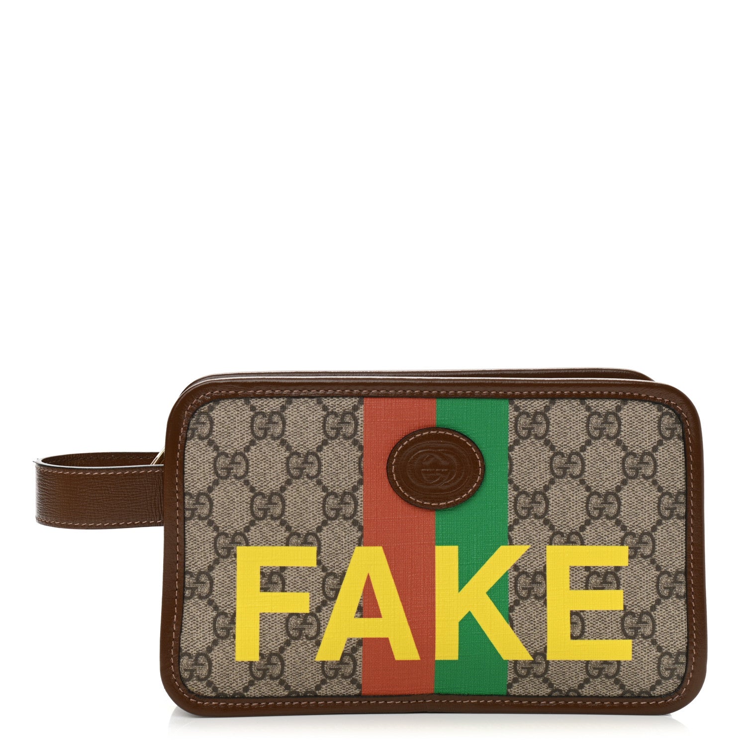 Gucci GG Supreme Monogram Azalea Calfskin Fake/Not Retro Interlocking G Cosmetic Case Beige Ebony Brown Sugar 1 of 12