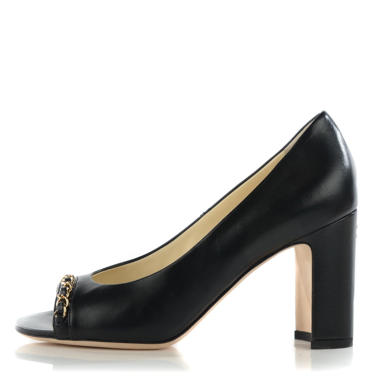 Lambskin Peep Toe CC Pumps 35.5 Black