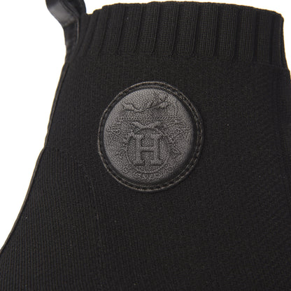 Hermes Knit Calfskin Volver Ankle Boots 36.5.5 Black 6 of 7