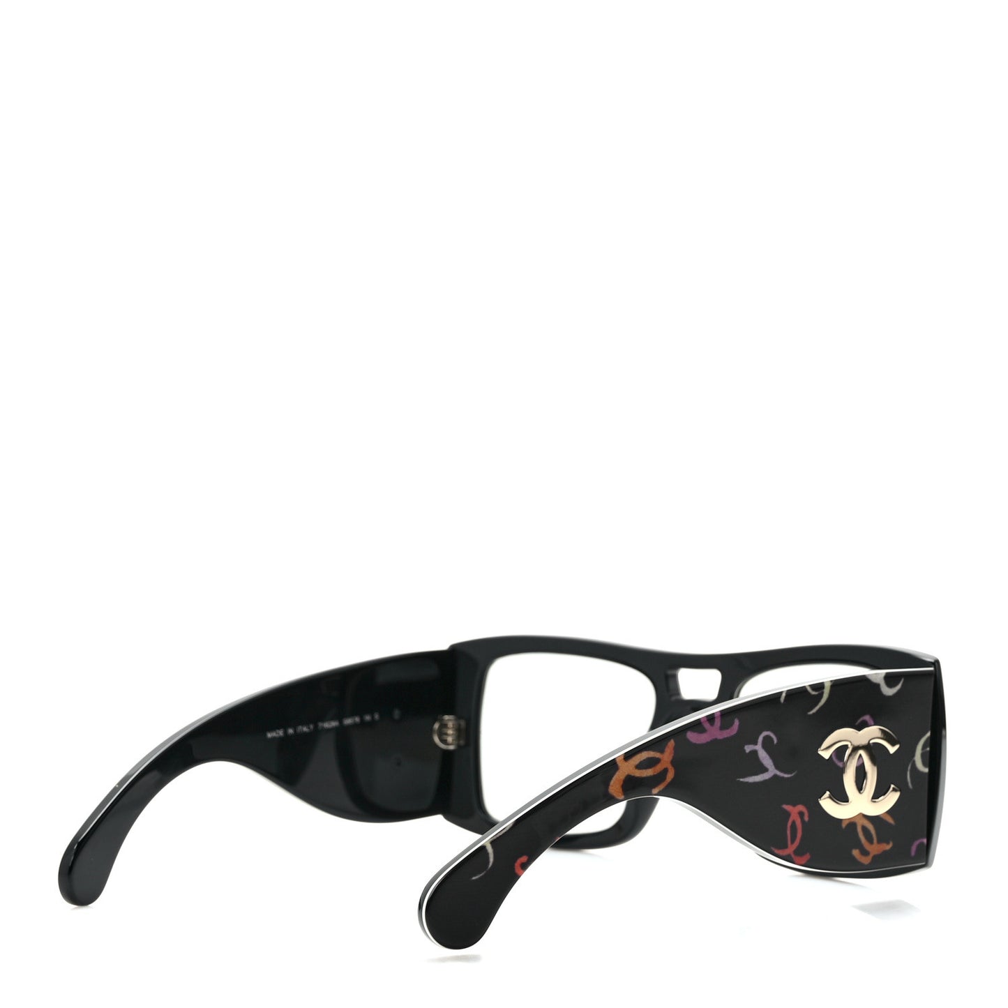 Acetate CC Logo Square Sunglasses 71628 Black Multicolor