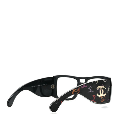 Chanel Acetate CC Logo Square Sunglasses 71628 Black Multicolor 4 of 8