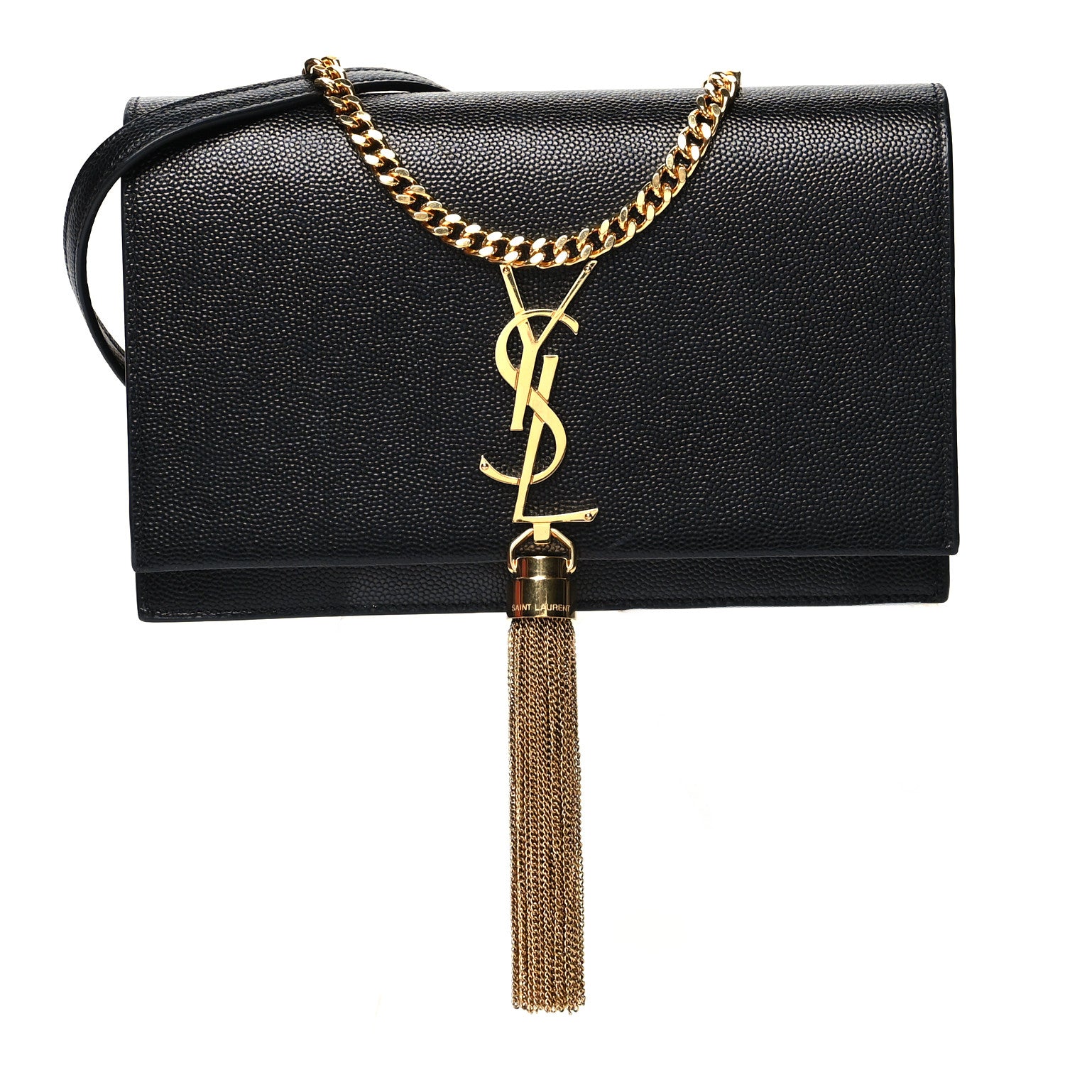 Saint Laurent Grain De Poudre Classic Monogram Kate Tassel Chain Wallet Black 1 of 9