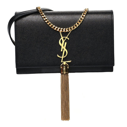 Saint Laurent Grain De Poudre Classic Monogram Kate Tassel Chain Wallet Black 1 of 9