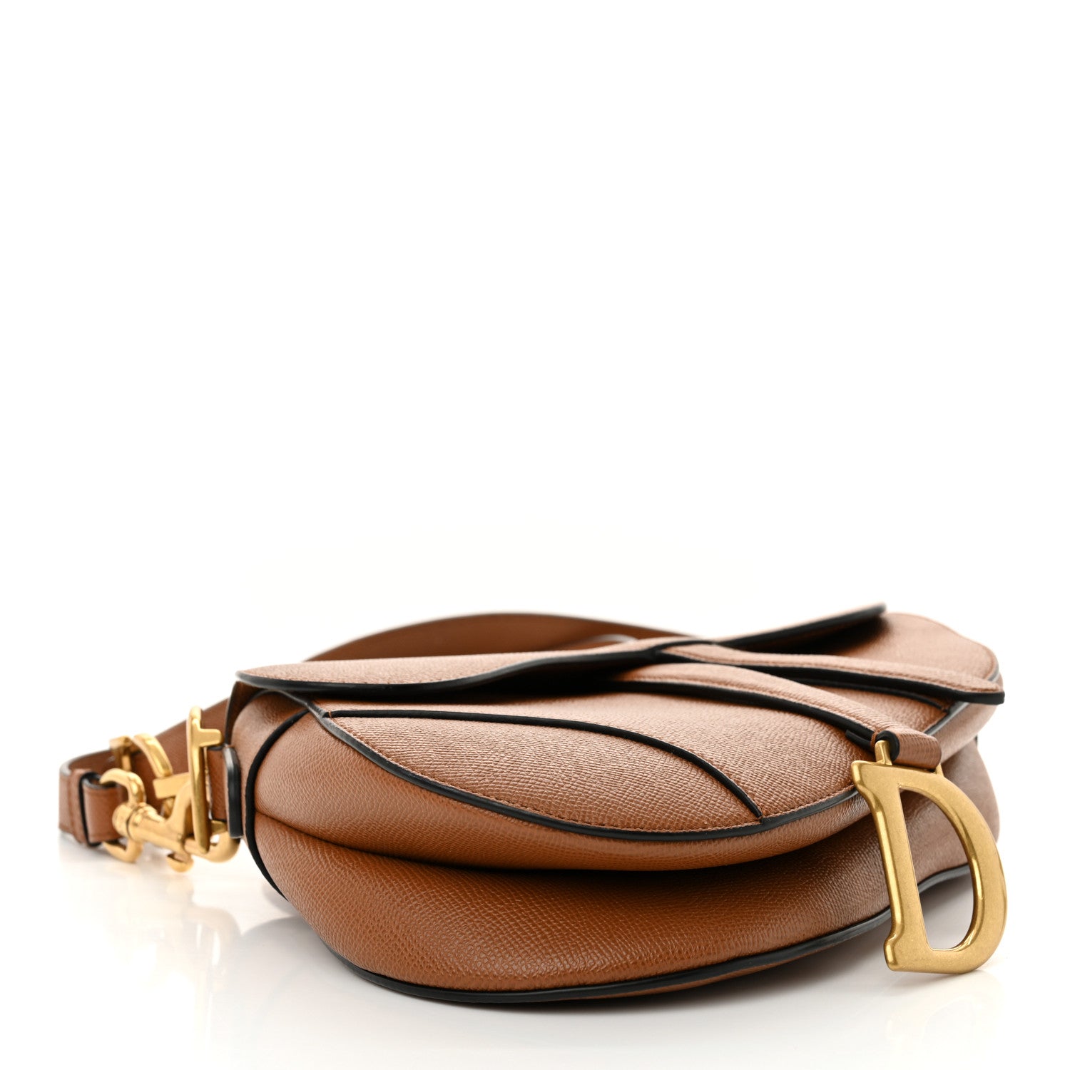 Christian Dior Grained Calfskin Saddle Bag With Strap Golden Saddle 4 of 11