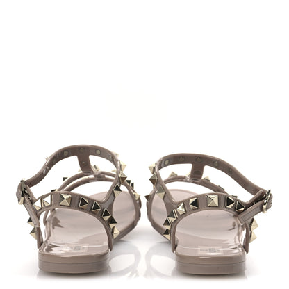 Valentino Garavani PVC Jelly Rockstud Caged Sandals 36 Poudre 6 of 12