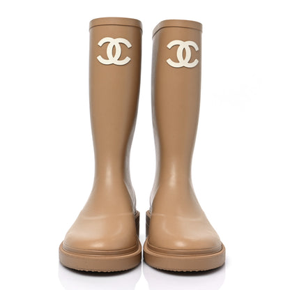 Chanel Caoutchouk CC High Boots 37 Beige 2 of 9