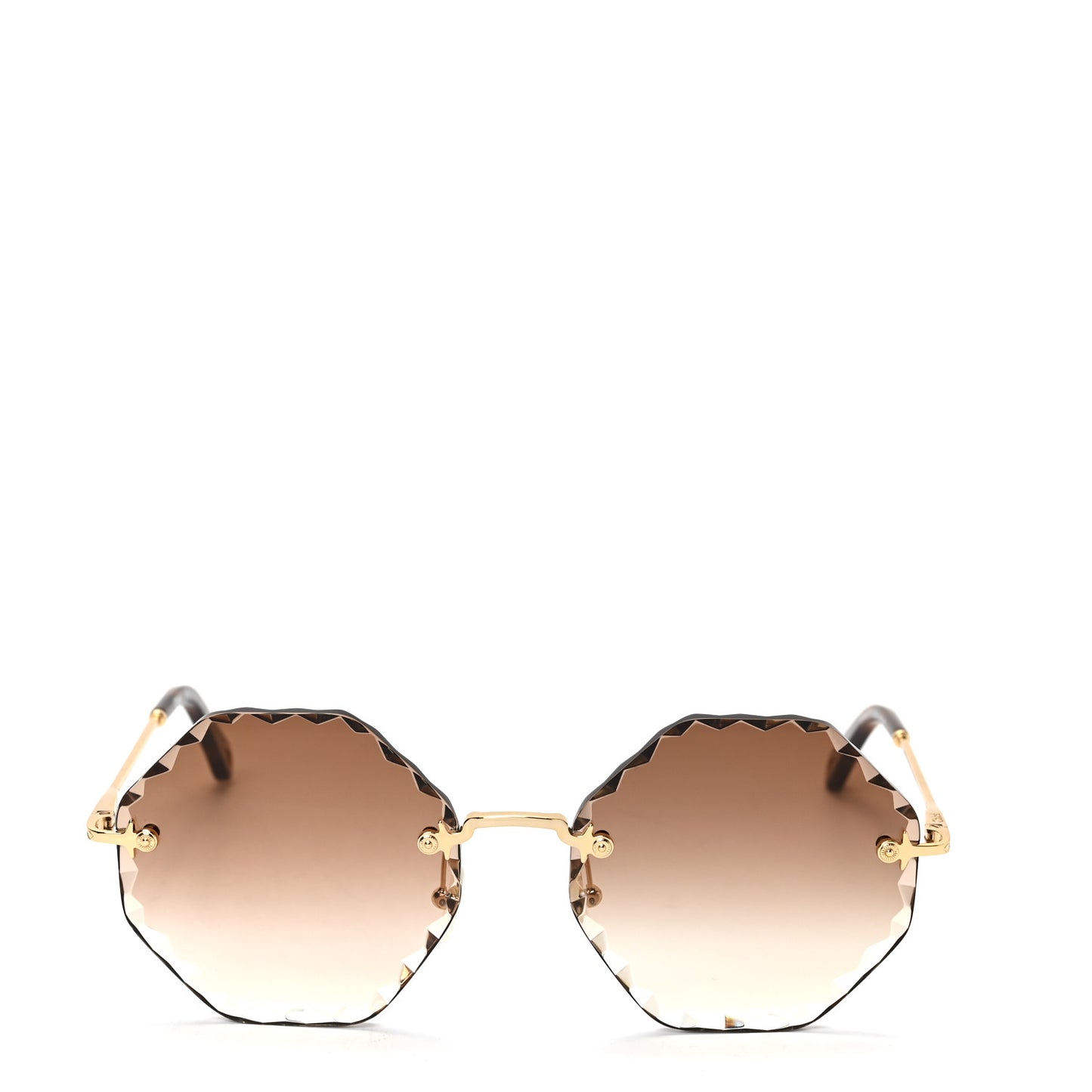 Rosie Bevelled Round Sunglasses CE143S Gold Gradient Brown