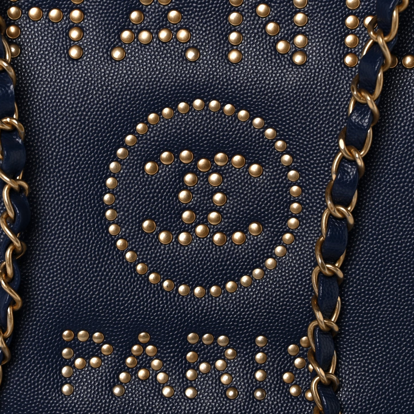Caviar Small Studded Deauville Tote Navy