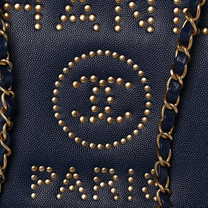 Chanel Caviar Small Studded Deauville Tote Navy 10 of 11