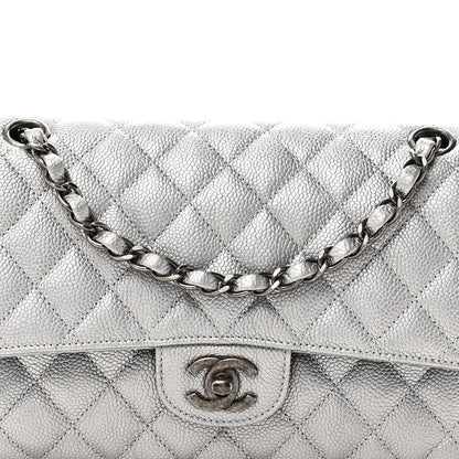 Chanel Metallic Caviar Quilted Medium Double Flap Silvery 8 of 10