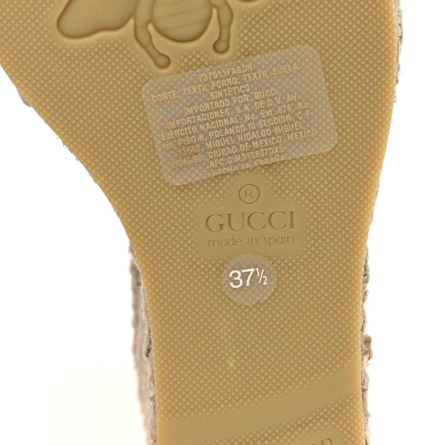 Monogram Patches Ankle Wrap Platform 35/120mm Espadrille Wedges 37.5 Beige White