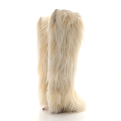 Chanel Fantasy Fur Icicle Heel Mukluks Boots 37 Ecru 3 of 6