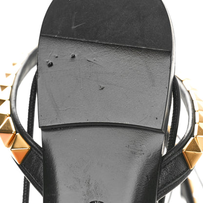 Valentino Garavani Calfskin Rockstud No Limit Gladiator Flat Sandals 40.5 Black 8 of 9