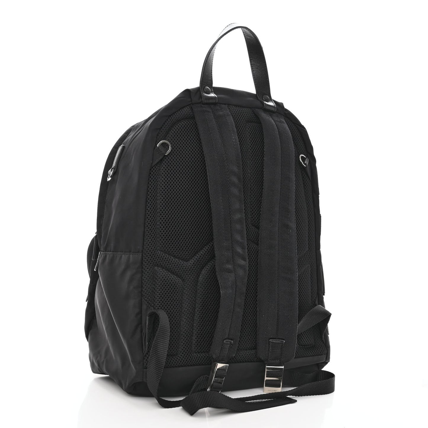 Nylon Tessuto Logo Patch Backpack Black