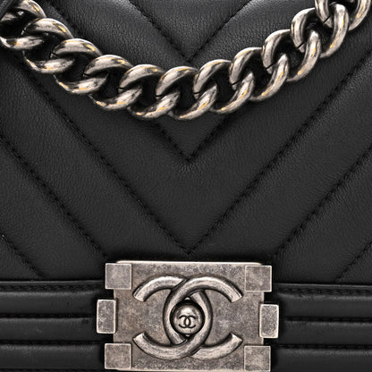 Chanel Calfskin Chevron Quilted Small Boy Flap Black 8 of 10