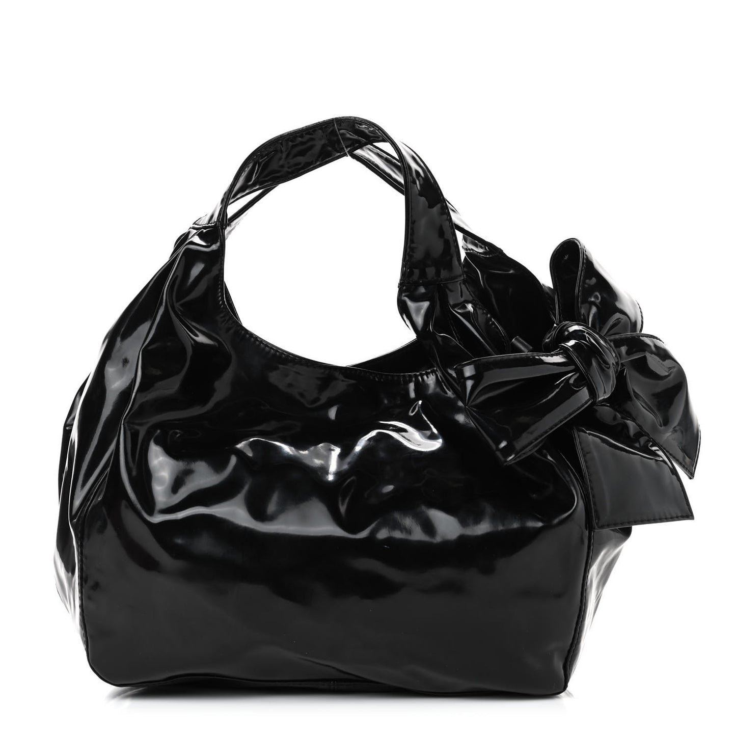 Patent Lacca Small Nuage Bow Hobo Black