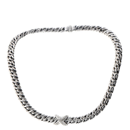 David Yurman Sterling Silver Diamond Lyrica Rope Necklace 1 of 5