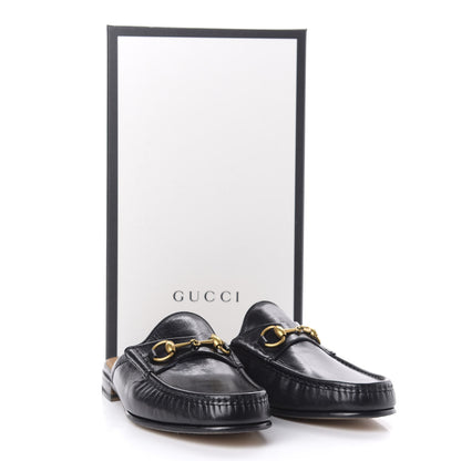 Gucci Goatskin Mens Horsebit Slippers 10.5 Black 10 of 10