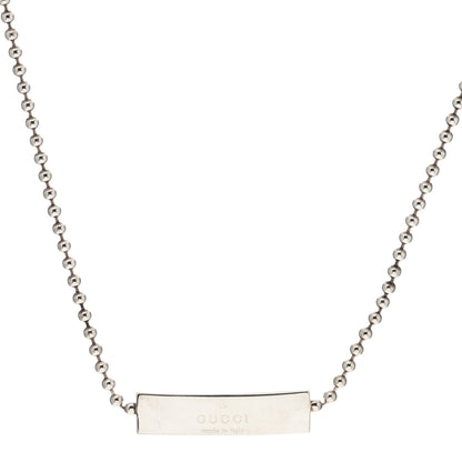 Gucci Sterling Silver Logo Plate Choker Necklace 1 of 4