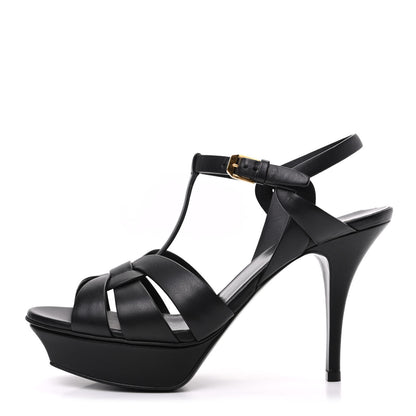 Saint Laurent Calfskin Tribute 75 Platform Sandals 39 Black 1 of 8