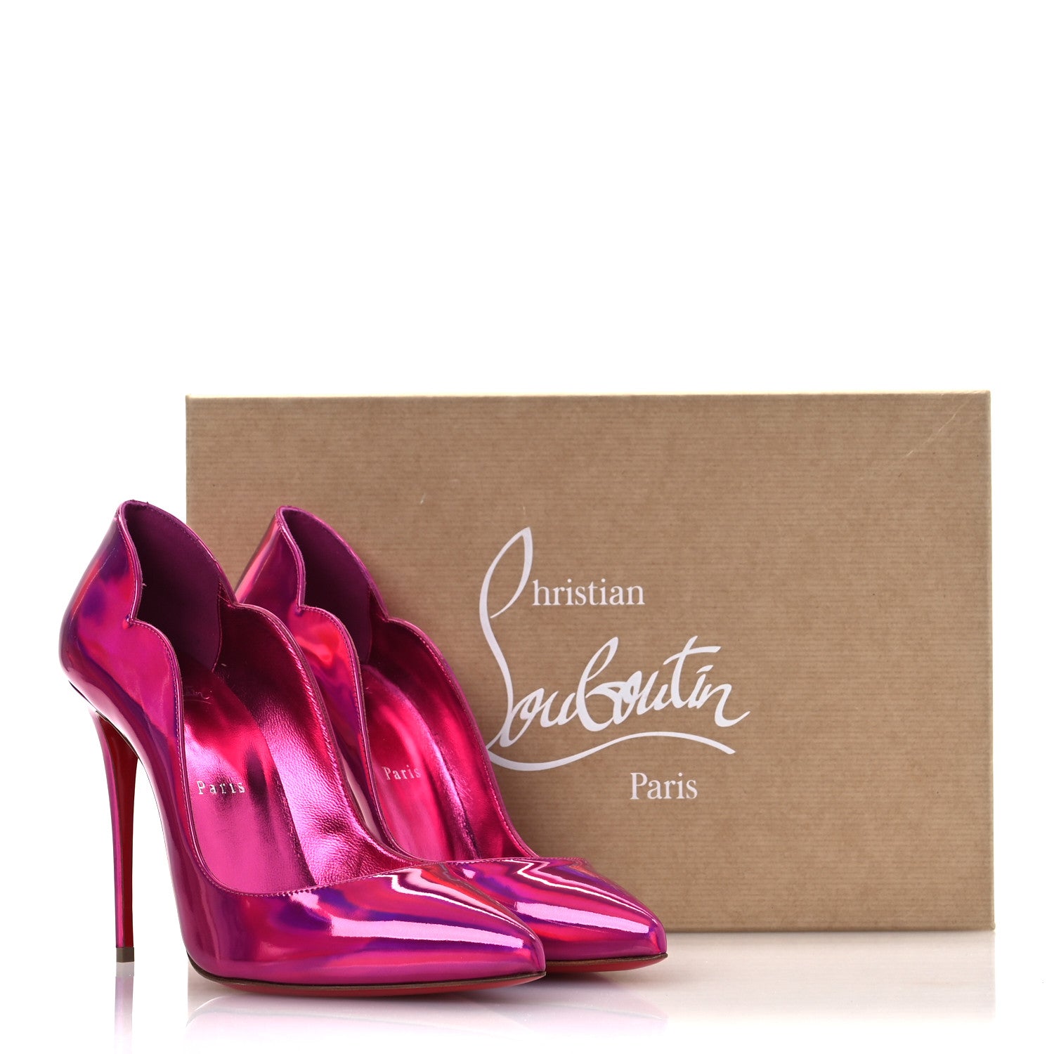 Christian Louboutin Metallic Patent Psychic Hot Chick 100 Pumps 39 Fuxia 13 of 13
