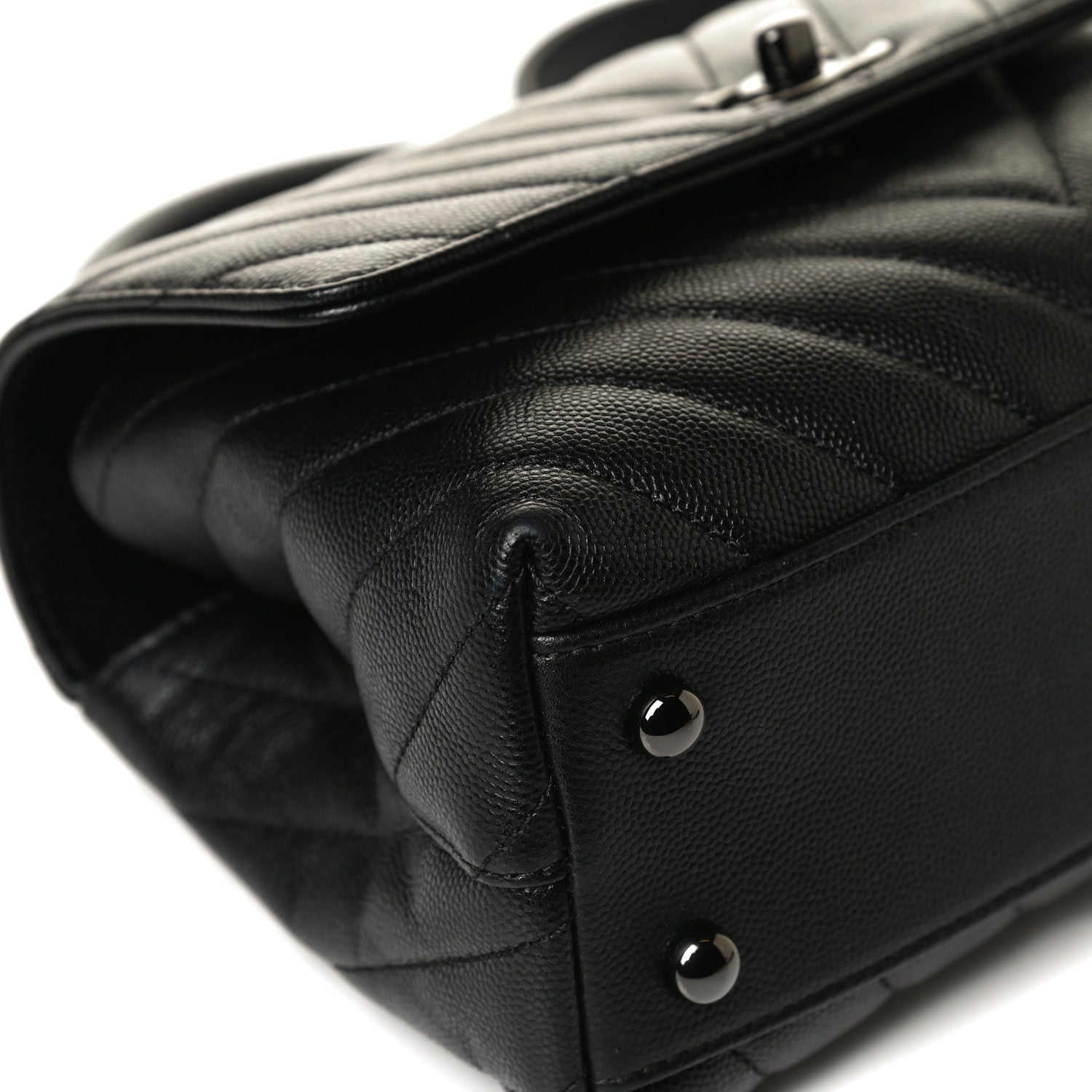 Chanel Caviar Chevron Quilted Mini Coco Handle Flap So Black 12 of 14