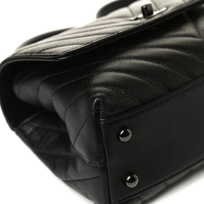 Chanel Caviar Chevron Quilted Mini Coco Handle Flap So Black 12 of 14