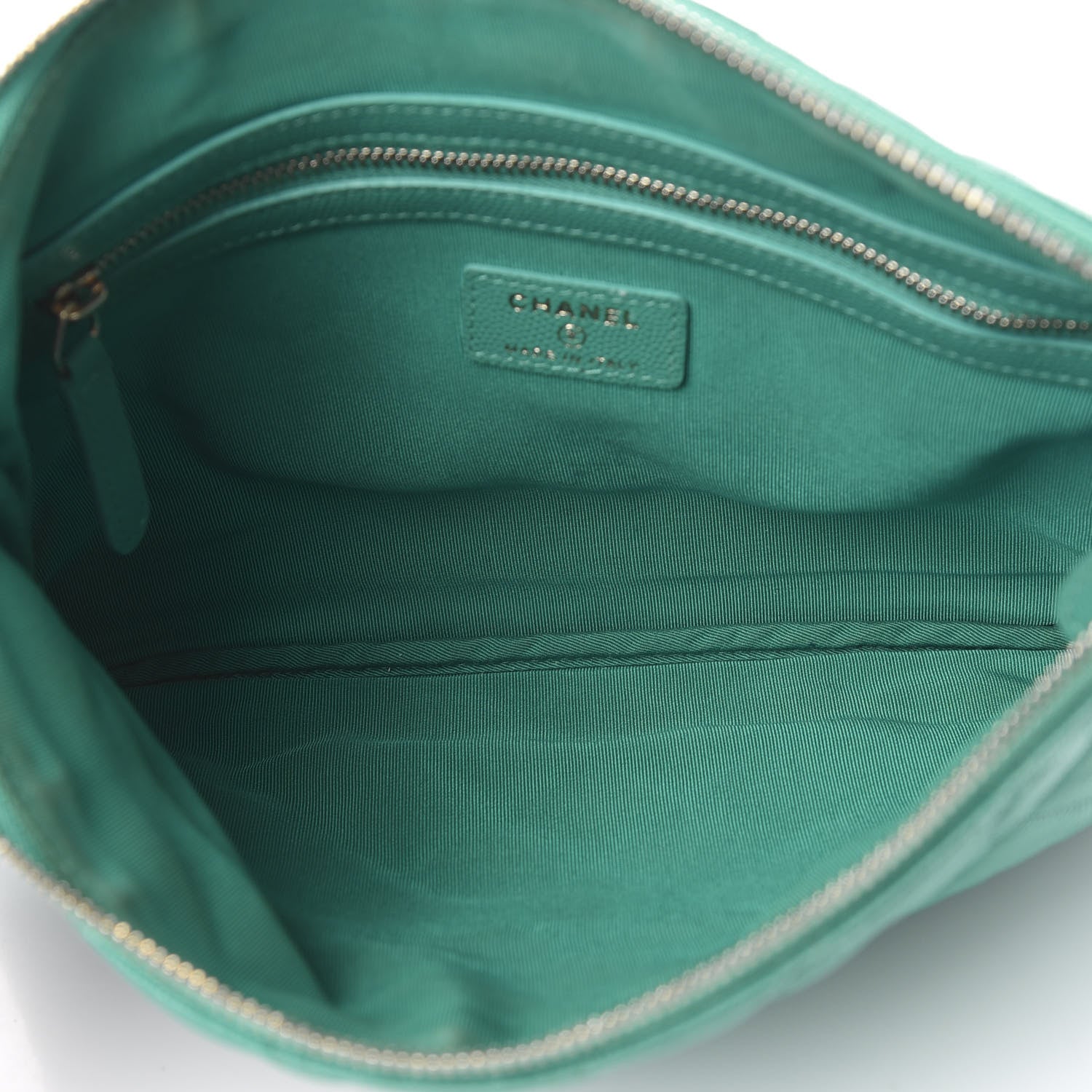 Chanel Caviar Quilted Medium Cosmetic Case Turquoise 4 of 9