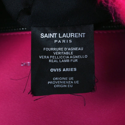 Saint Laurent Merino Shearling Lambskin Quilted Small Loulou Puffer Monogram Chain Satchel Fuchsia 9 of 15
