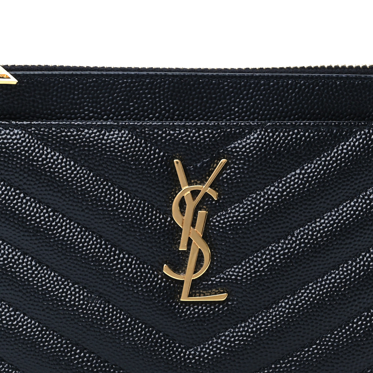 Saint Laurent Grain De Poudre Chevron Monogram Bill Pouch Black 8 of 8