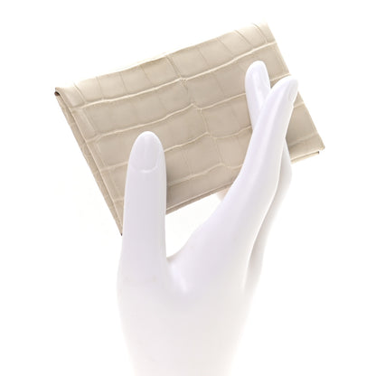 Hermes Matte Alligator Calvi Card Case Beton 2 of 8